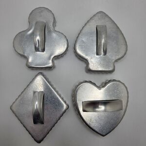 Vtg Aluminum Fluted Cookie Cutters Playing Card Suits Heart Spade Diamond Club
